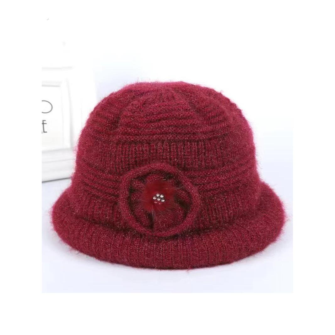 老人帽子女秋冬新款针织百搭时尚妈妈帽中老年加厚加绒保暖毛线帽