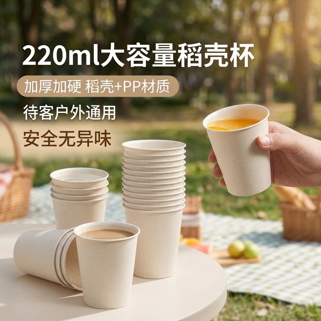 稻壳白色加厚一次性婚庆酒杯免洗
