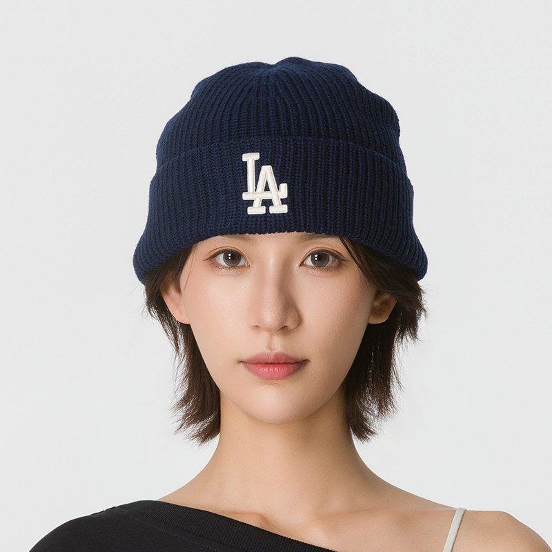耶运动MLB冬季绒线帽洛杉矶道奇刺绣针织帽户外保暖情侣款帽子