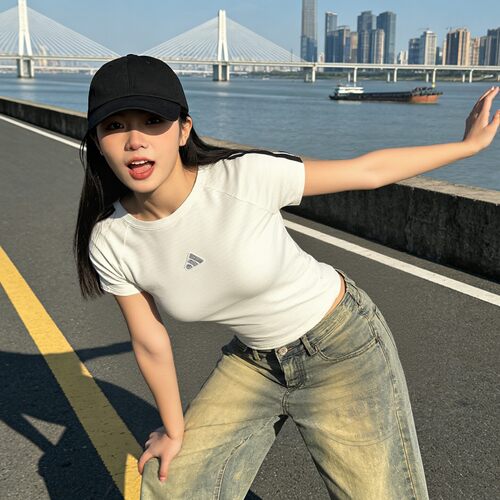 耶运动阿迪达斯短袖女装2026新款韩版上衣修身运动半袖T恤KS0276