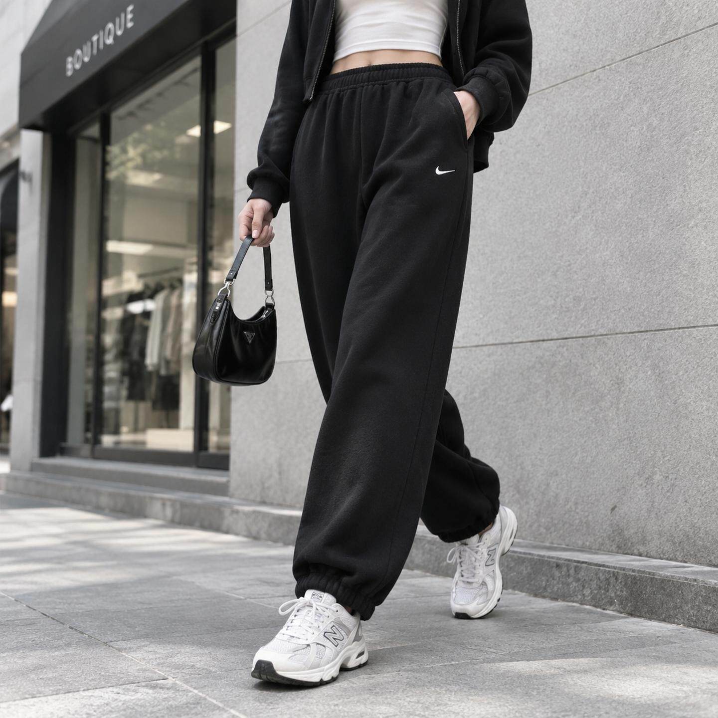 耶运动耐克女子运动裤冬季新款裤子NIKE旗舰店正品加绒宽松长裤女