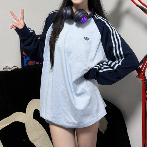 阿迪达斯三叶草三条杠情侣卫衣