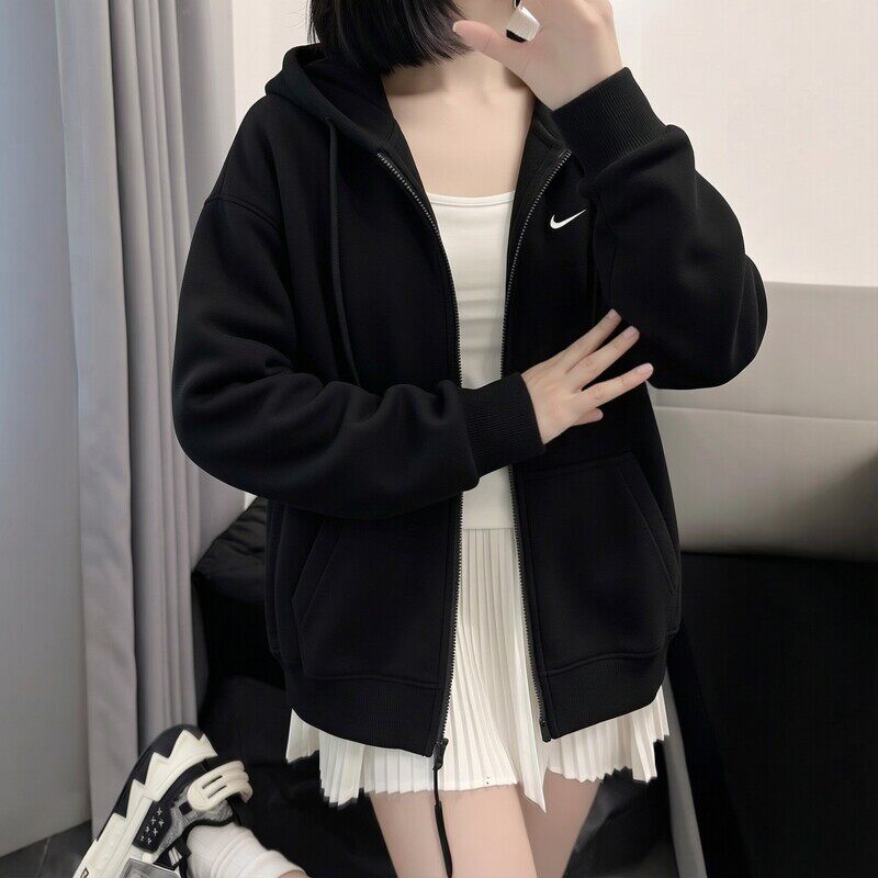 Nike耐克外套女款2026秋季新款官方正品运动服加绒保暖连帽夹克女