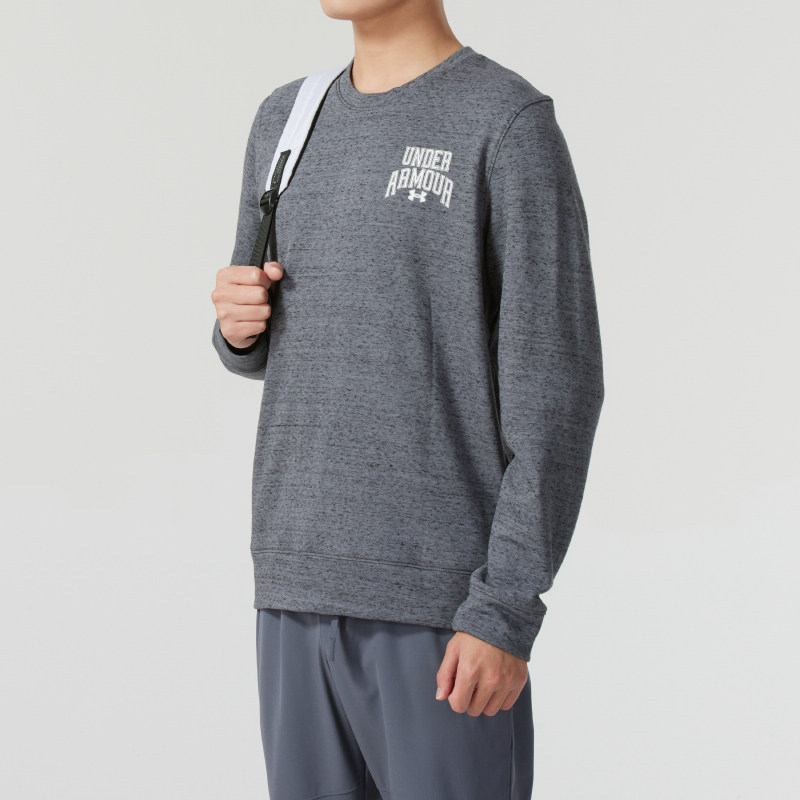 耶运动安德玛男装运动服春秋款棉混纺套头卫衣健身训练休闲上衣