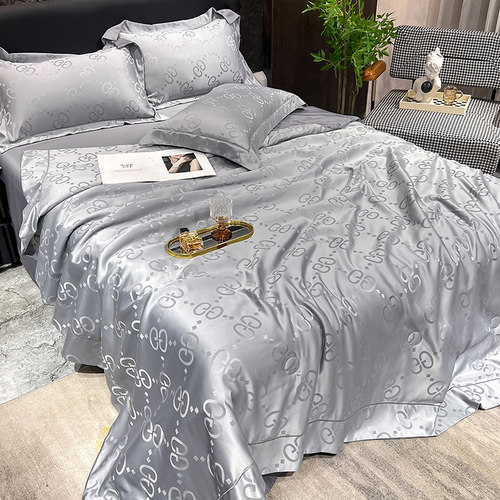 夏季水洗真丝冰丝提花单被套双面单被套裸睡感凉感可机洗床上用品