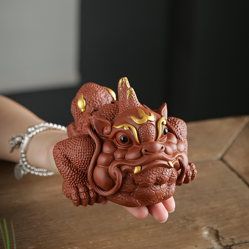 紫砂茶宠摆件可养招财金蟾茶具茶盘茶桌茶台手工茶玩吉祥摆件茶宠