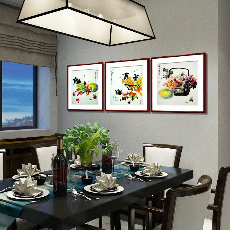 新中式装饰画国画现代客厅背景墙壁画卧室墙画餐厅饭厅挂画水果图图片