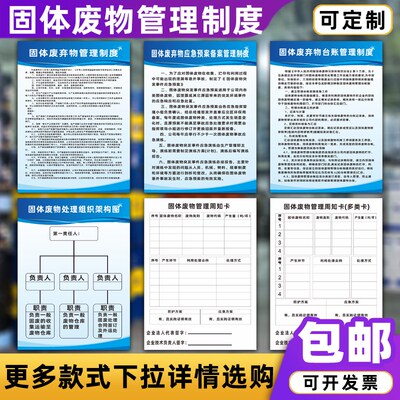 固体废弃物管理制度牌周知卡危险废物处理架构图应急预案标识挂牌