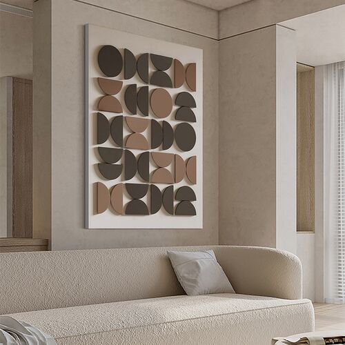 极简侘寂风客厅背景墙装饰画3d立体浮雕玄关壁画样板间售楼部挂画
