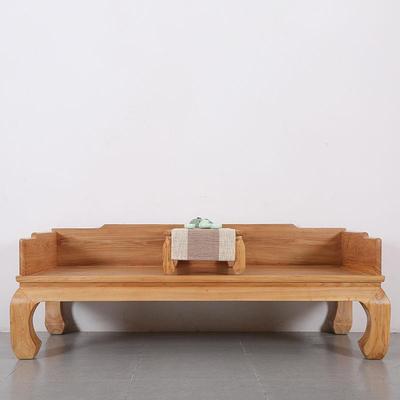 老榆木新中式罗汉床免漆烫蜡禅意香蕉腿美人榻单人双人沙发床板材