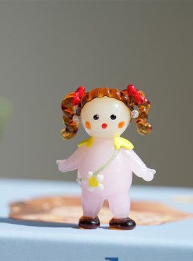 淄博琉璃手作双马尾蝴蝶结女孩车载桌面小治愈装饰品生日礼物