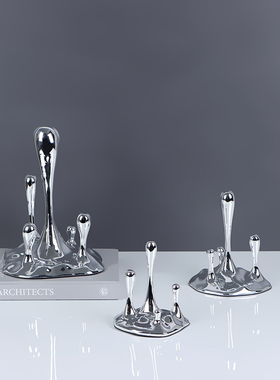 简约现代创意水滴电镀树脂工艺品玄关博古架电视柜装饰品