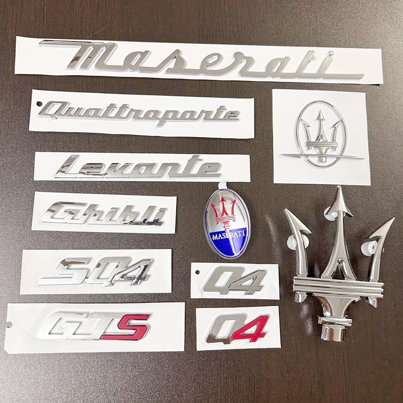 玛莎拉蒂车标 莱万特总裁吉博力改装字标 SQ4GTS车贴后尾标中网标