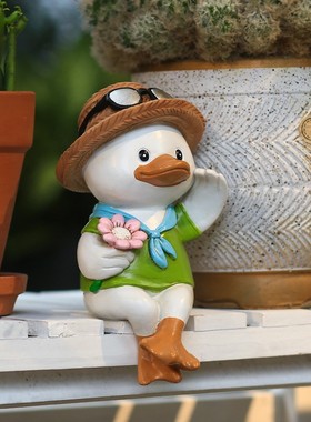 卡通可爱鸭子动物摆件花园庭院家居桌面布置幼儿园艺造景装饰礼品