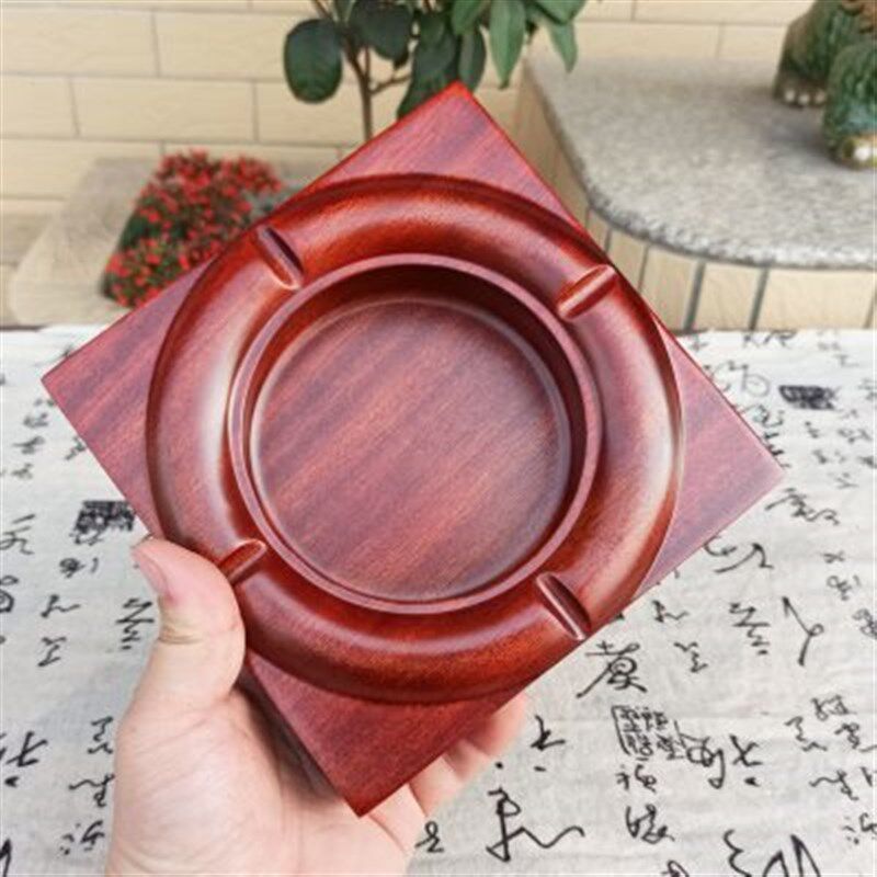 花梨木实木家用中式大号烟灰缸红木潮流烟缸木质公办室商务礼品