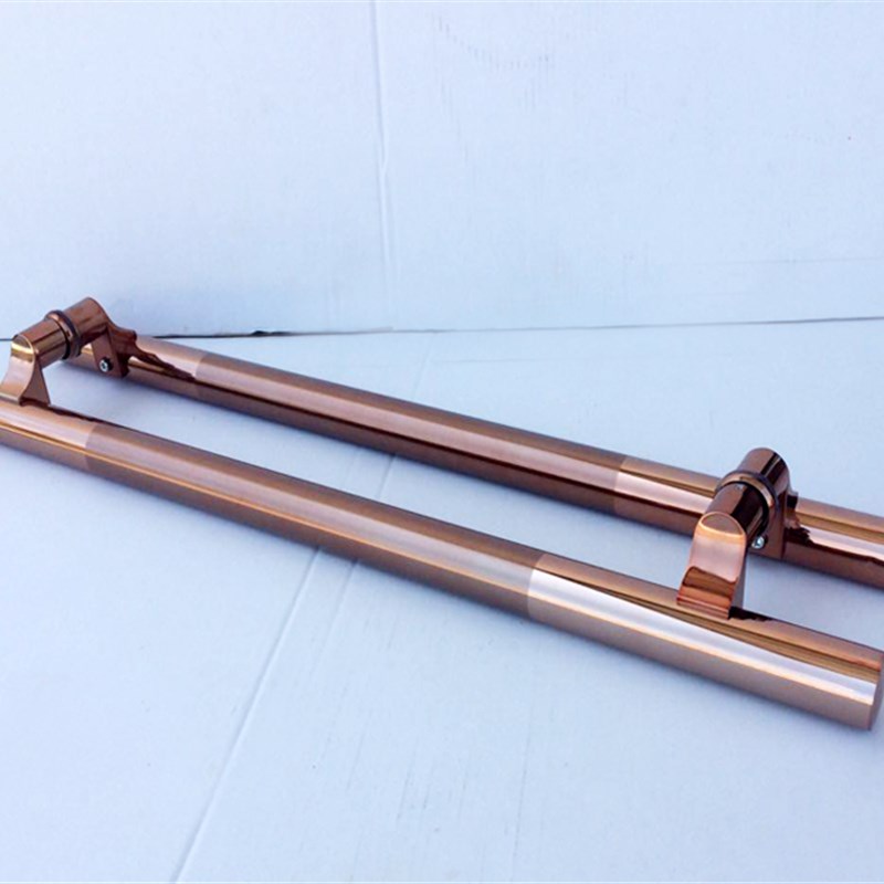 38圆管玫瑰金不锈钢玻璃门拉手马蒂脚拐角KTV大门现代推拉门把手