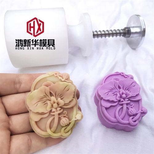 2024新款网红同款鸿运绿豆糕点桃山皮不粘高级手压按压式月饼模具