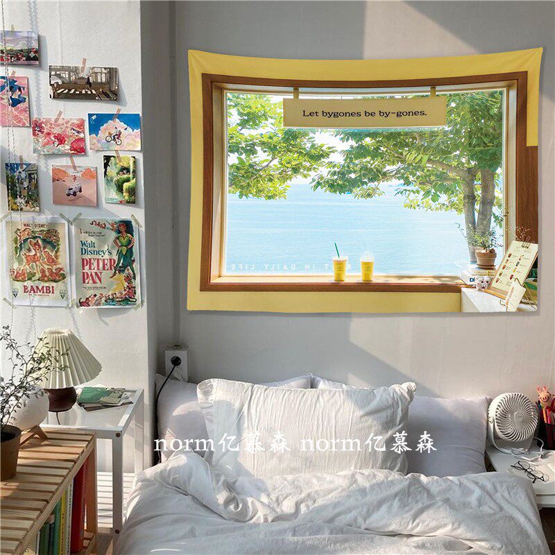 海景背景布风挂布壁纸宿舍房间改造布置床头 海报装饰墙布