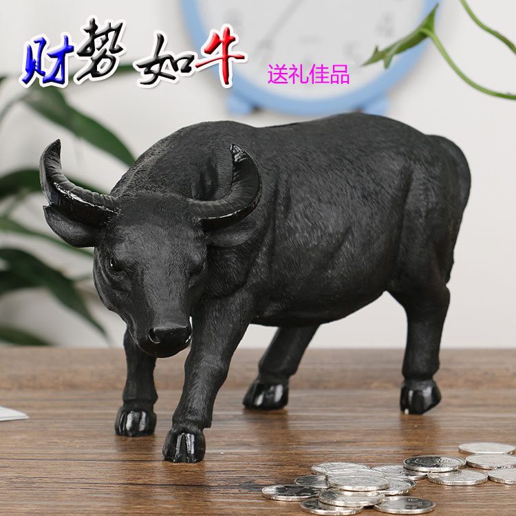 商务仿真牛储蓄罐树脂工艺品存钱罐生日