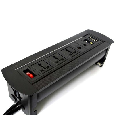 多媒体桌面插座 多功能办公会议室台面信息盒 电动手动翻转理线盒