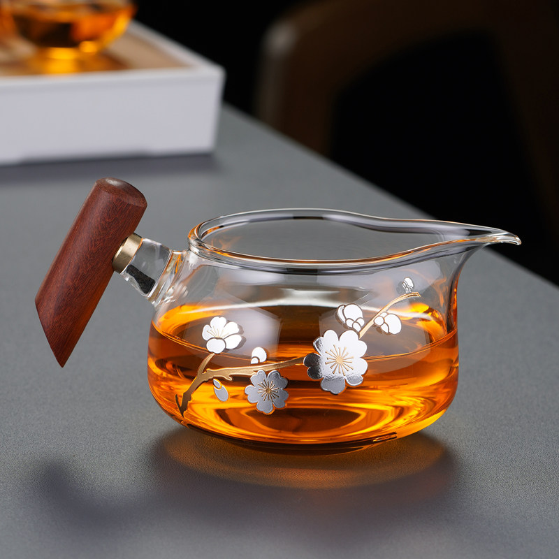 木把侧把玻璃分茶器加厚耐高温茶漏套装茶道功夫茶具,餐饮具,公道杯,淘宝优惠券,粉丝福利购,淘宝优惠卷