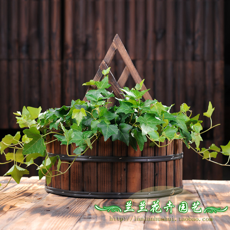 壁挂花盆尖头栅栏花槽碳化腐木花箱吊兰种菜盆花架吊篮吊盆