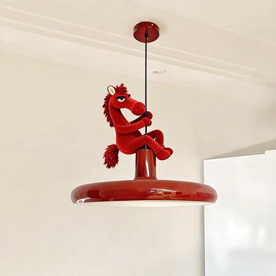 红色小马挂件吊灯新年装饰客厅场景布置氛围感吉祥物玩偶创意摆件