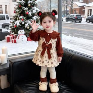 罩衣女宝宝外穿冬加厚罩衫 围裙吃饭围兜反穿护衣 宝宝防水防脏长袖