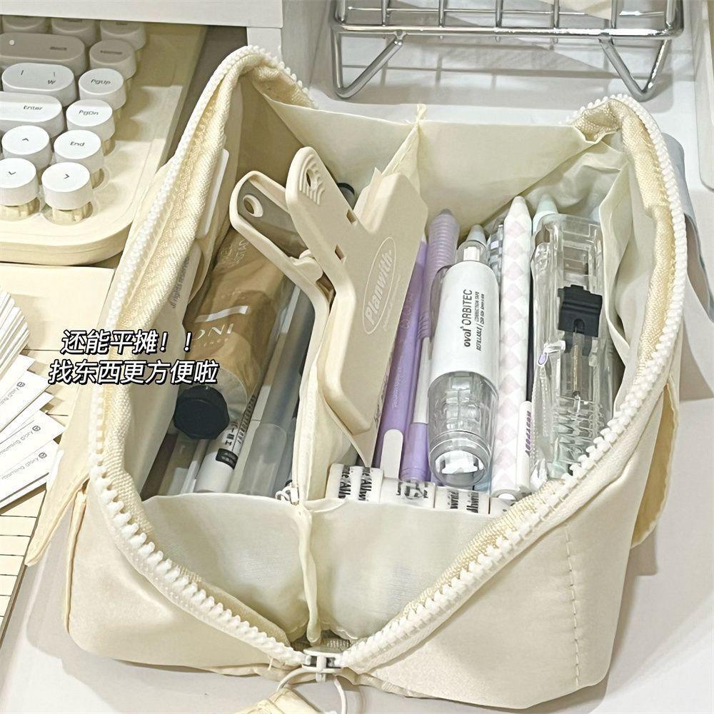 新款奶白色棱镜笔袋高颜值大容量初高中生学生可爱翻折ins