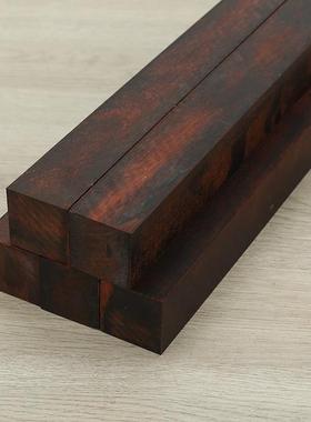 印度紫檀木料黑红色老料高密秒沉水玻璃底手把件镇尺二胡唢