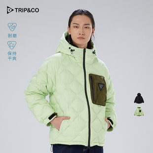 TRIP&CO2025男女同款复古休闲潮流舒适宽松连帽户外绗缝款羽绒服