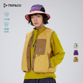 TRIP&CO2025新款 女款 3M绗缝夹棉复古休闲户外舒适口袋撞色马甲