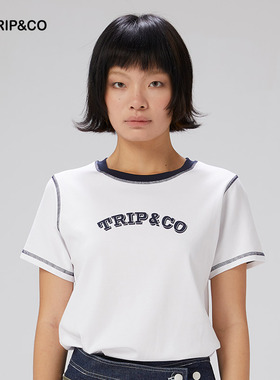 TRIP&CO户外透气速干短袖女运动休闲凉感圆领T恤夏简约白色百搭