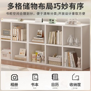 书架置物架落地白色格子柜书柜家用靠墙收纳柜八格柜多层储物柜