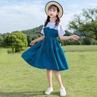 韓版 童裝 連衣裙夏裝 中大童兒童夏季 休閑裙子 2025新款 女童洋氣時尚