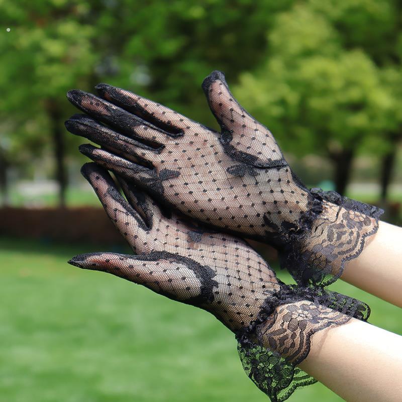 蕾丝手套女士薄款透气短分指黑色性感优雅配旗袍韩版结婚白色防晒