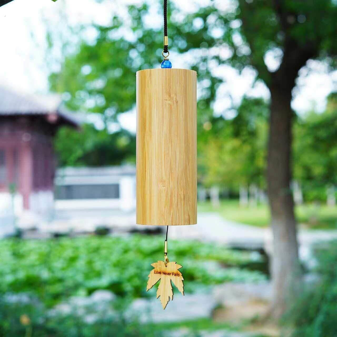 庭院风铃日式手摇风铃瑜伽疗愈覆古木制和弦民宿竹子家俱装饰挂饰