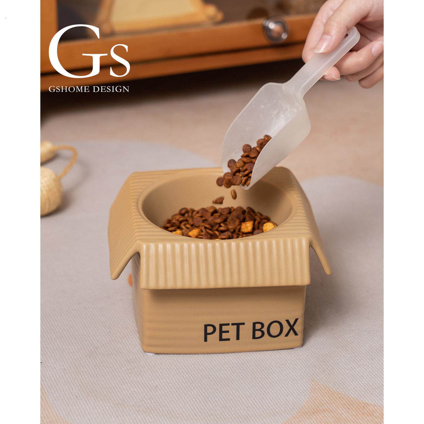 猫碗可爱浅口高脚护脊护颈椎家用饮水防打翻陶瓷宠物粮食收纳摆件