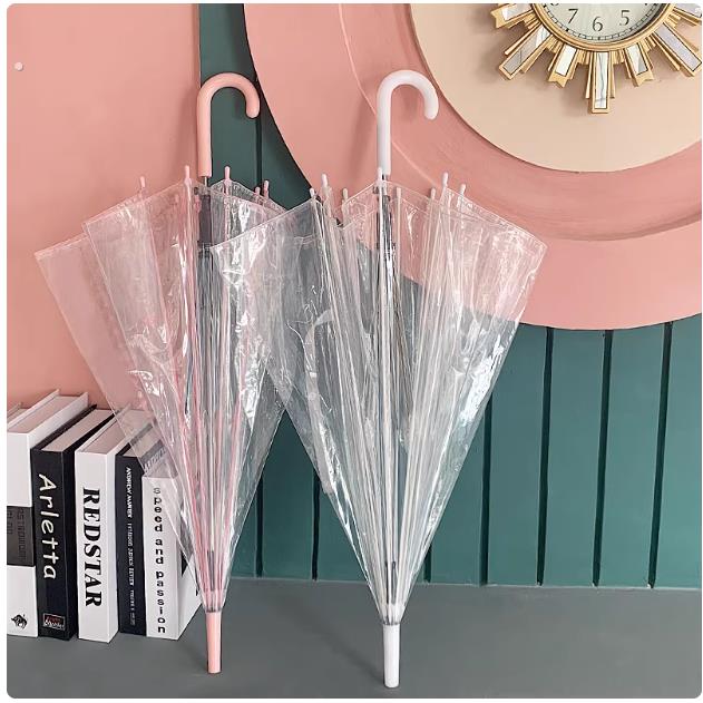 自动透明雨伞定制可印logo学生儿童广告伞长柄直杆环保透明伞