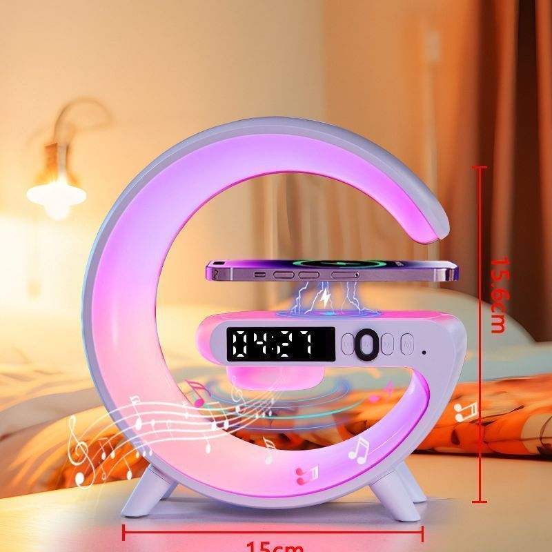 三合一闹钟手机音响蓝牙无线充电音箱氛围床头夜灯炫彩呼吸灯