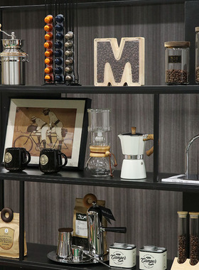 样板间厨房柜咖啡主题饰品组合售楼处水吧台咖啡壶装饰软装