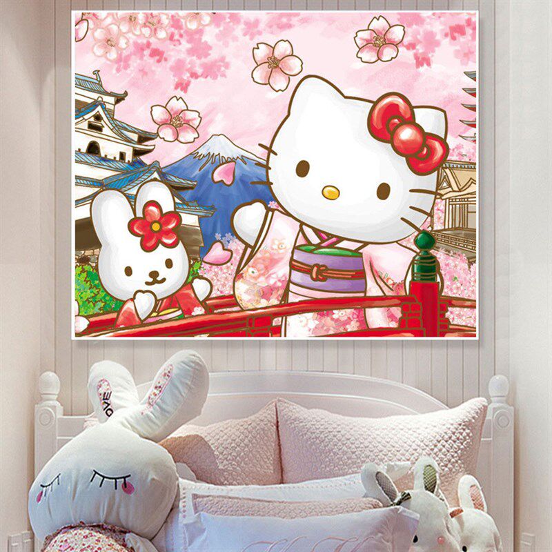 钻石画满钻凯蒂猫点贴钻十字绣hy