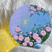 奶油花卉肌理画y材料套装 石英砂丙烯立体手绘数字油画手作摆画