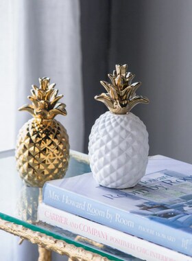 Powkhome金菠萝装饰品摆件轻奢陶瓷家居饰品现代简约玄关客厅摆设