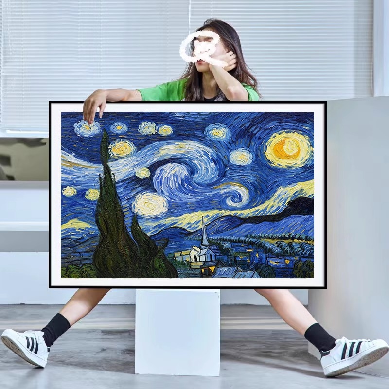 梵高星空钻石画满钻客厅世界名画贴钻十字绣砖石贴画新款手工diy