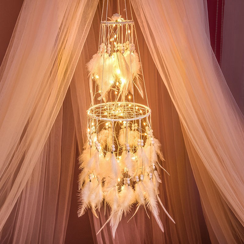 捕梦网扑铺捕能梦网成品风梦风铃森系少女心房间diyY手工空中挂饰