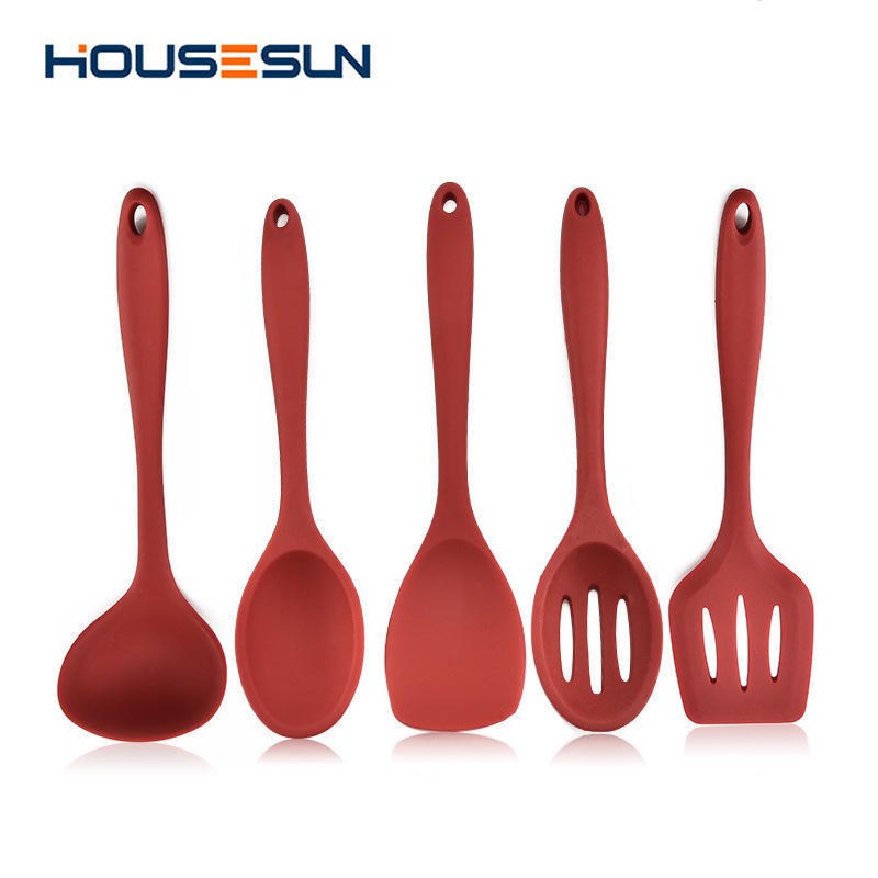 硅胶厨具五件套硅胶锅铲汤勺漏勺漏铲饭勺烹饪勺铲套装