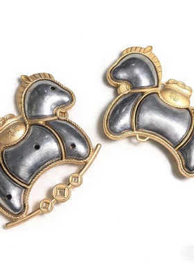 纤纤宋锦diy材料挂件挂饰吊坠马上有福有钱底胚手作空托手链配件