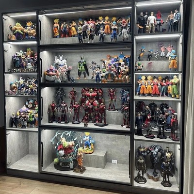 定制实木液压手办展示柜强承重大号雕像模型gk玩具防尘玻璃陈列柜