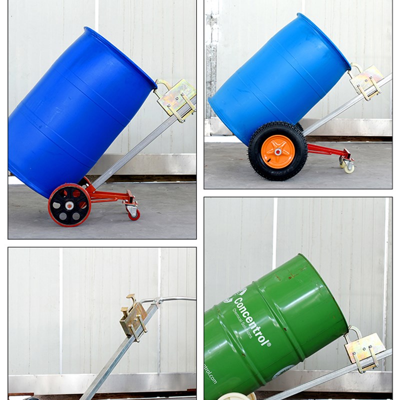 优程手动两用叉车咬嘴圆桶铁塑搬运车手推车多功能塑料桶油桶铁桶